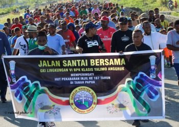 Menyongsong HUT GKI Ke-167, GKI Klasis Yalimo Angguruk Gelar Jalan Santai